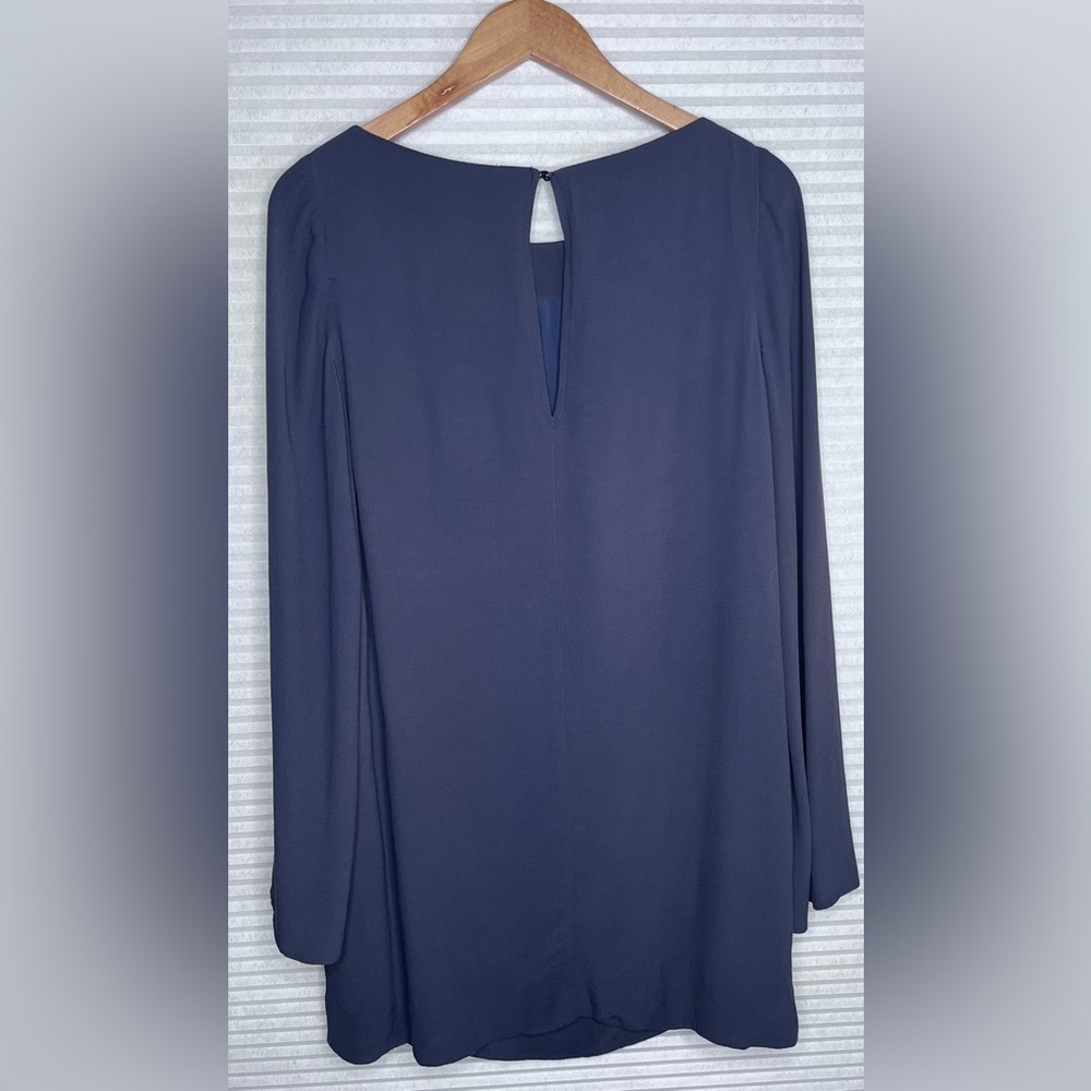 Free People Split Kimono Sleeve Navy Blue Draped Shirt Short Dress XS - Picture 9 of 11